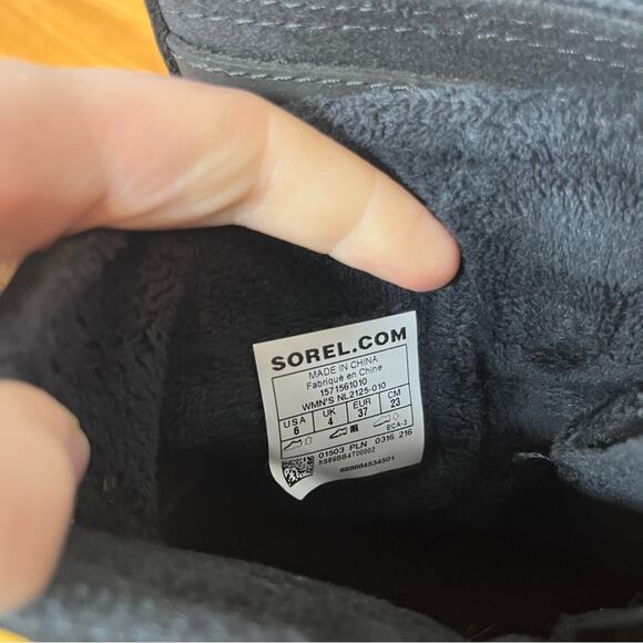 Sorel Fancy Lace Black Leather Lace Up Winter Duck Boots Size 6 - Picture 6 of 8